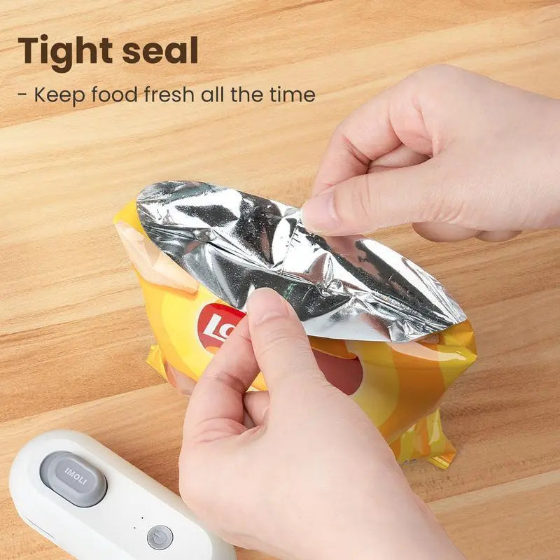 4-In-1 Mini Heat Sealer, USB Rechargeable Kitchen Supplies with Built-In Cutter, Magnetic Design, Portable Snack Bag Sealer & Beer Bottle Opener for Home Food Storage