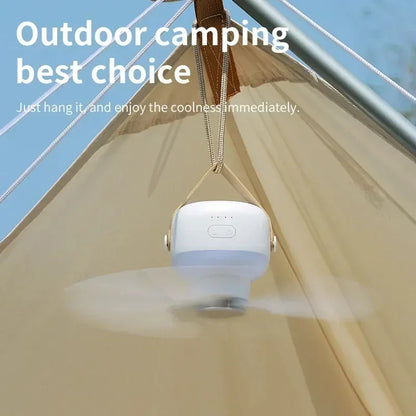 Potente Ventilador De Techo Portátil Para Acampadas: Enfriador Recargable Con Control Remoto Y Luz LED
