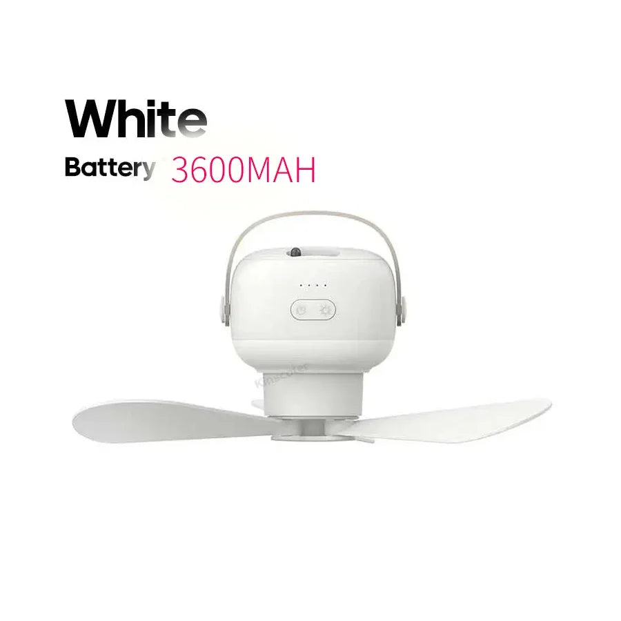 Potente Ventilador De Techo Portátil Para Acampadas: Enfriador Recargable Con Control Remoto Y Luz LED