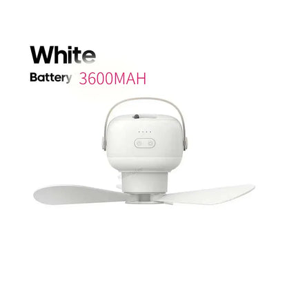 Potente Ventilador De Techo Portátil Para Acampadas: Enfriador Recargable Con Control Remoto Y Luz LED